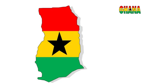 Ghana mapa na białym tle z flagą. — Zdjęcie stockowe