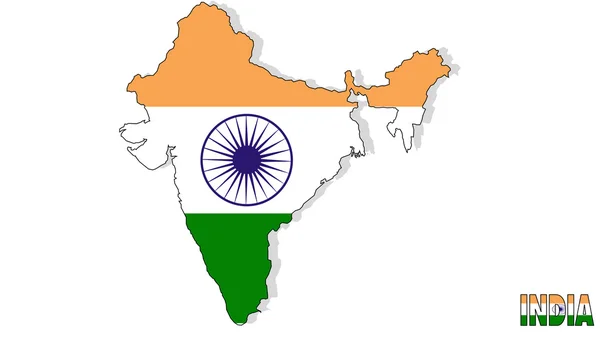 Mapa Indie izolované s příznakem. — Stock fotografie