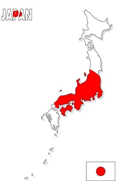 Japan kaart geïsoleerd met vlag. — Stockfoto