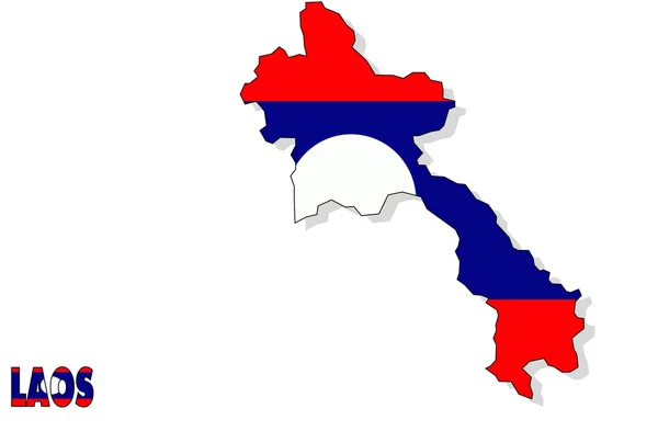 Laos mapa na białym tle z flagą. — Zdjęcie stockowe