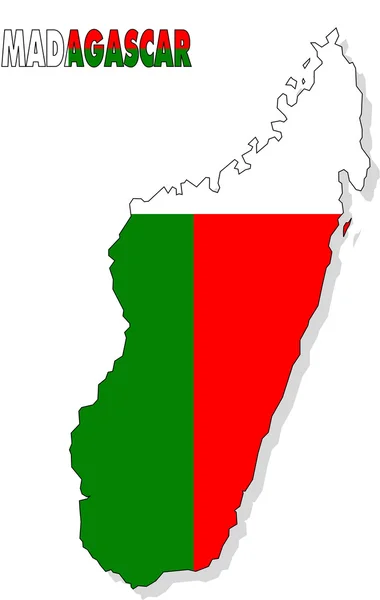 Madagastar karta isolerade med flagga. — Stockfoto