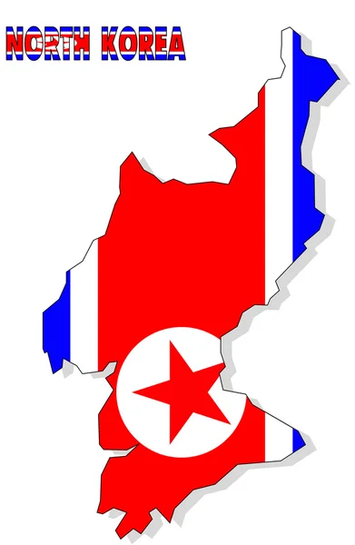 Nordkoreakarte isoliert mit Flagge. — Stockfoto