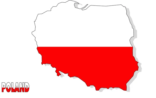 Polonia mapa aislado con bandera . —  Fotos de Stock