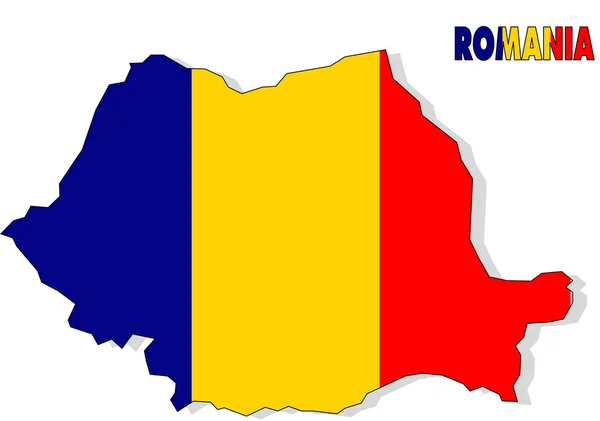 Rumania mapa aislado con bandera . —  Fotos de Stock