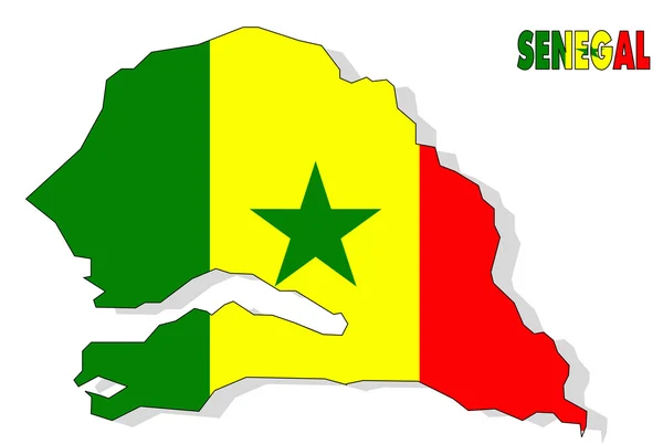 塞内加尔地图用国旗隔绝. — 图库照片