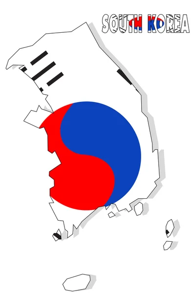 Korea Południowa mapa na białym tle z flagą. — Zdjęcie stockowe