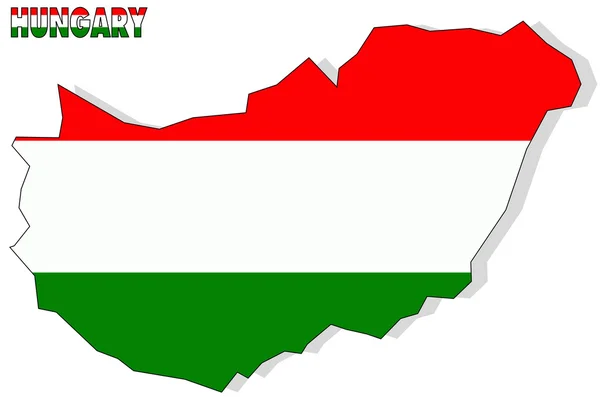 Ungarn-Karte isoliert mit Flagge. — Stockfoto