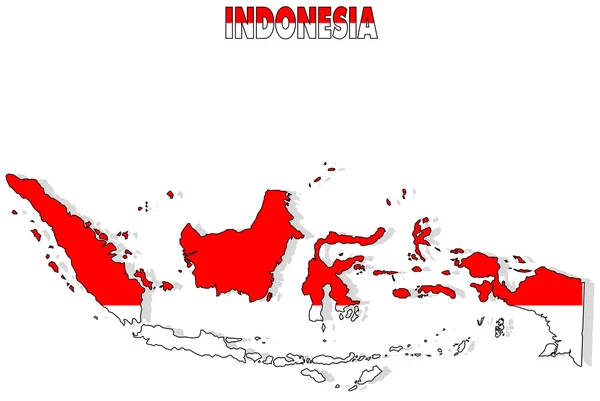 Ινδονησία χάρτη απομονωμένη με σημαία. — Φωτογραφία Αρχείου