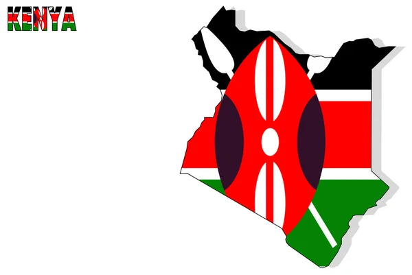 肯尼亚地图用国旗隔绝. — 图库照片