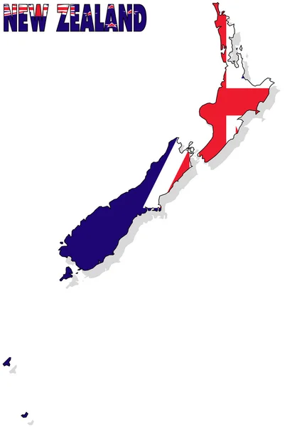 Neuseeland-Karte isoliert mit Flagge. — Stockfoto