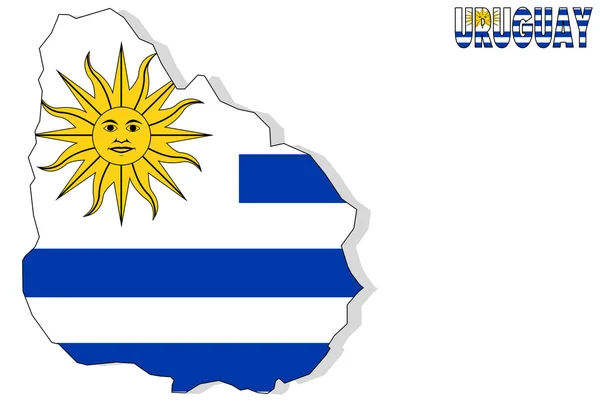 Uruguay kaart geïsoleerd met vlag. — Stockfoto