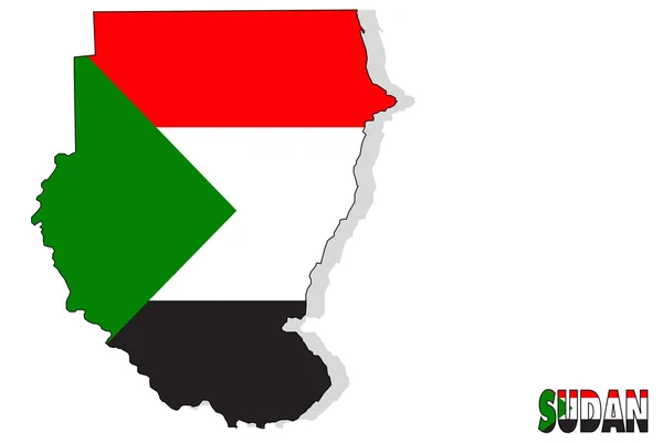 Kaart van Soedan geïsoleerd met vlag. — Stockfoto