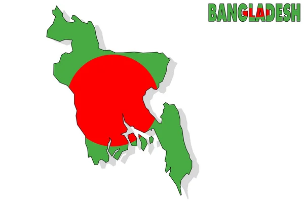 Bangladesh karta isolerade med flagga. — Stockfoto