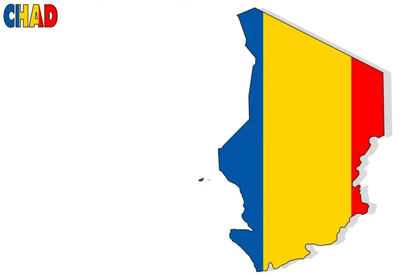Carte du Tchad isolée avec drapeau . — Photo