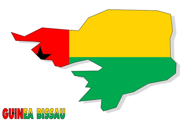 Карта Гвинеи-Бисау, изолированная флагом . — стоковое фото