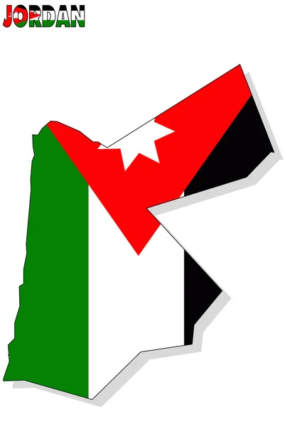 Jordan mapa na białym tle z flagą. — Zdjęcie stockowe