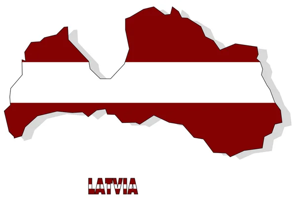 Карта Латвии, изолированная флагом . — стоковое фото