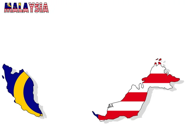 Malezja mapa na białym tle z flagą. — Zdjęcie stockowe
