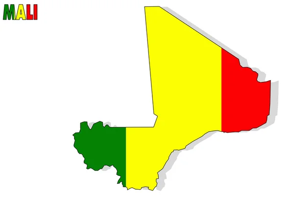 Mali carte isolée avec drapeau . — Photo