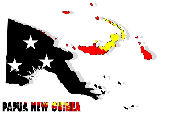 Papua-Neuguinea-Karte mit Flagge isoliert. — Stockfoto