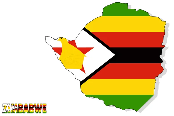 Zimbabwe karta isolerade med flagga. — Stockfoto