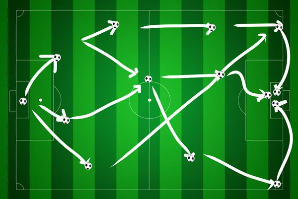 Fotbollsplan med strategi. — Stockfoto