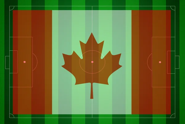 Γήπεδο ποδοσφαίρου με την σημαία του Καναδά. — Φωτογραφία Αρχείου