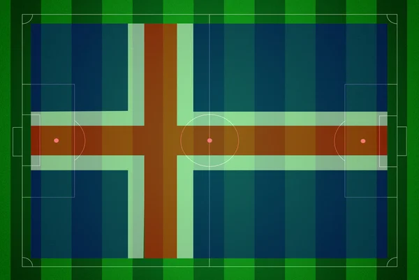 Fotbalové hřiště s vlajkou Irska. — Stock fotografie