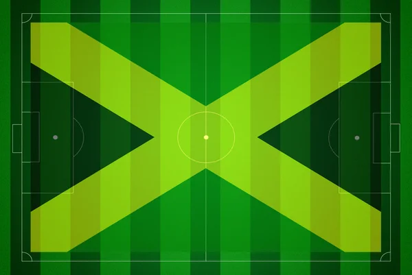 Terrain de football avec drapeau jamaïcain . — Photo