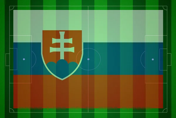 Fußballplatz mit slowakischer Flagge. — Stockfoto