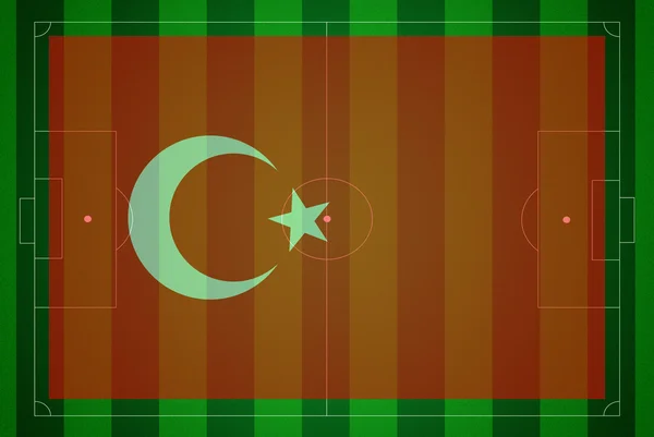 Voetbalveld met Turkije vlag. — Stockfoto