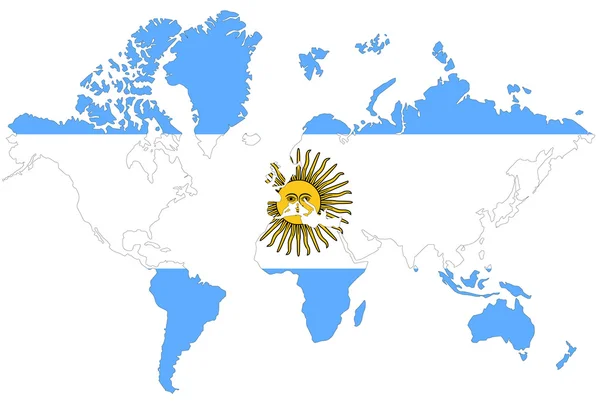 Weltkarte Hintergrund mit argentinischer Flagge isoliert. — Stockfoto