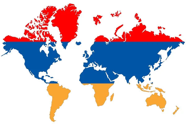 Фон на карте мира с изолированным флагом Армании . — стоковое фото