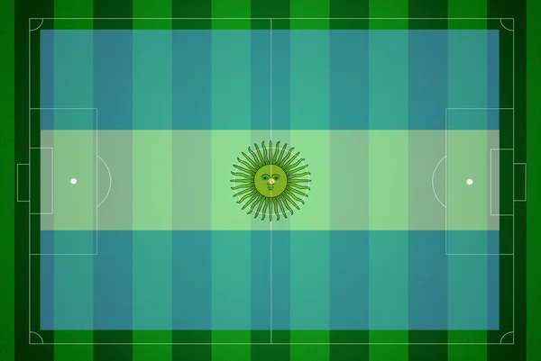 Fotbalové hřiště s vlajkou Argentiny. — Stock fotografie