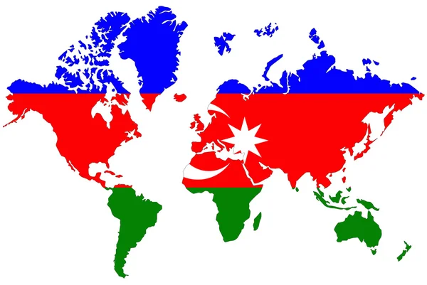 고립 된 아제르바이잔 국기와 세계 지도 배경. — 스톡 사진
