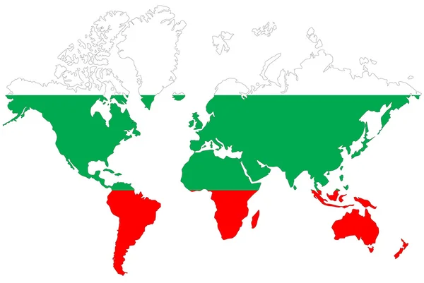Mapa do mundo fundo com a bandeira da Bulgária isolada . — Fotografia de Stock