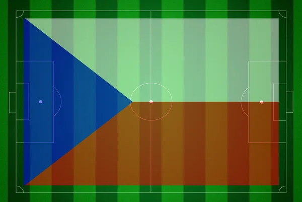 Футбольное поле с флагом Чехии . — стоковое фото