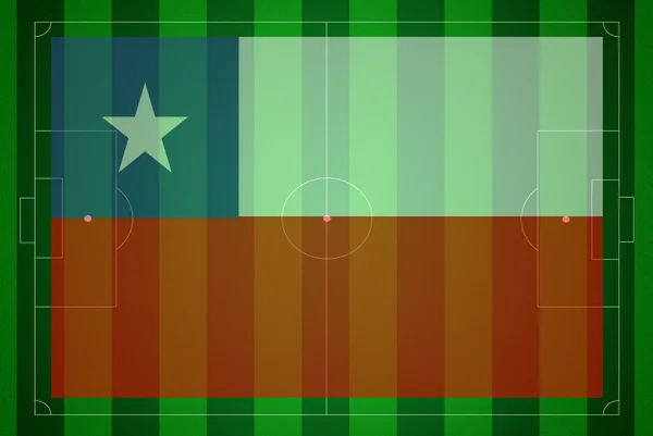 Fußballplatz mit chilenischer Flagge. — Stockfoto