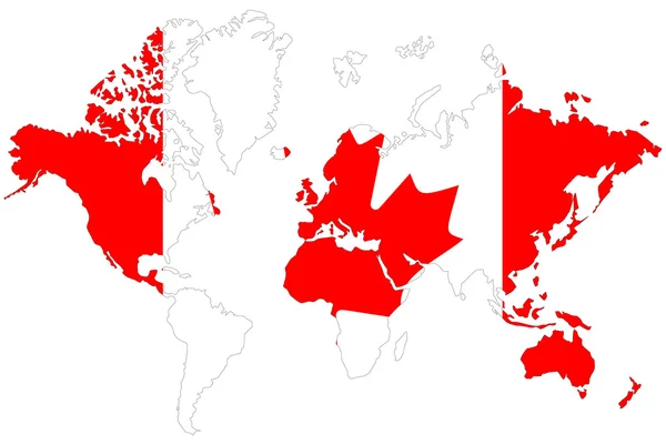Fondo del mapa mundial con bandera de Canadá aislada . — Foto de Stock