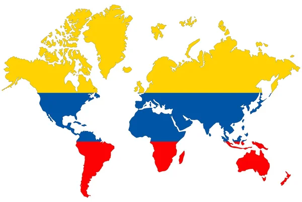 stock image World map background with Colombia flag isolated.