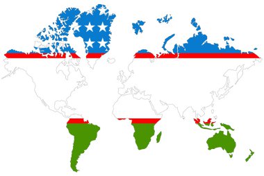 Dünya harita arka plan bayrak ile.