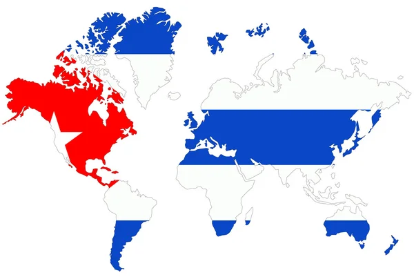 Mappa del mondo sfondo con Cuba bandiera isolata . — Foto Stock