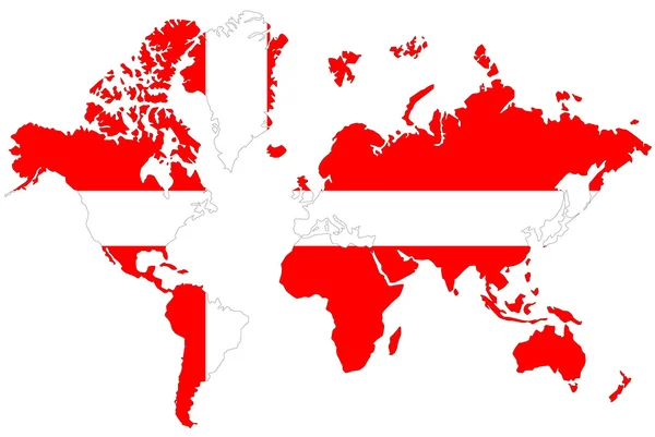 Pozadí mapy světa s vlajkou Dánska, samostatný. — Stock fotografie