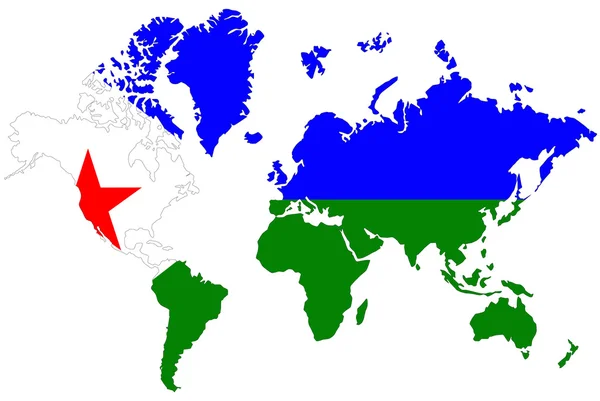 Weltkarte Hintergrund mit Dschibuti-Flagge isoliert. — Stockfoto