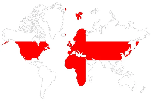 Fondo del mapa mundial con bandera de Inglaterra aislada . —  Fotos de Stock