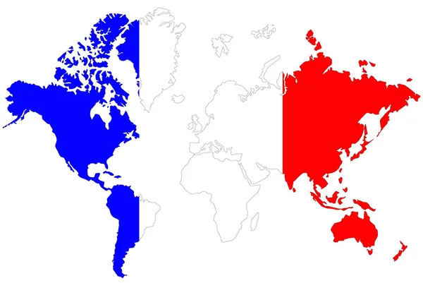 Mappa del mondo sfondo con la Francia bandiera isolata . — Foto Stock