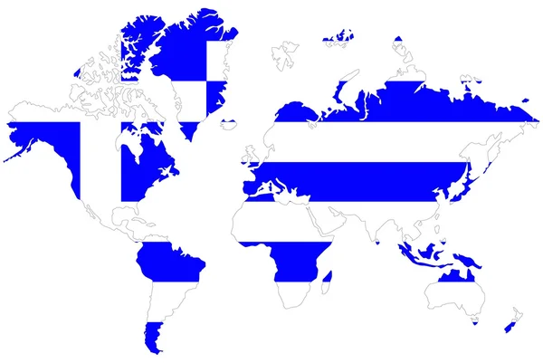 Фон на карте мира с изолированным флагом Греции . — стоковое фото