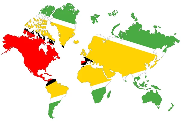 Wereld kaart achtergrond met guyana vlag geïsoleerd. — Stockfoto