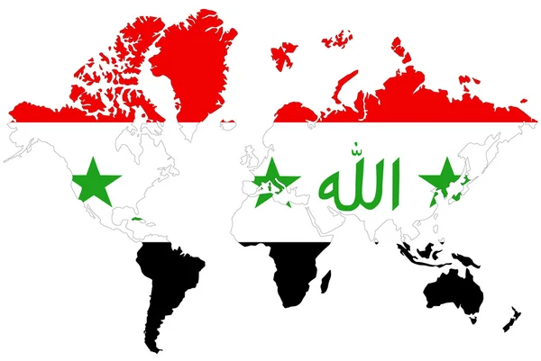 Wereld kaart achtergrond met Irak vlag geïsoleerd. — Stockfoto