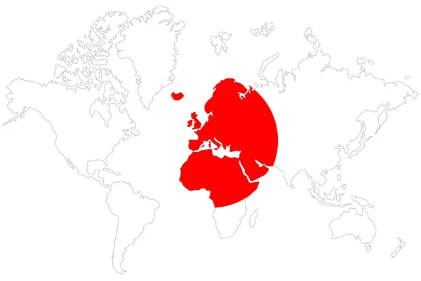 Tło mapy świata z flaga Japonia na białym tle. — Zdjęcie stockowe